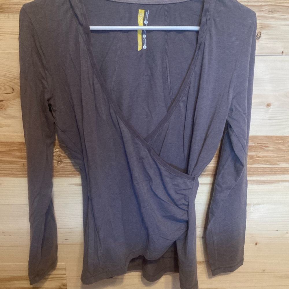 Lole brown long sleeve wrap shirt